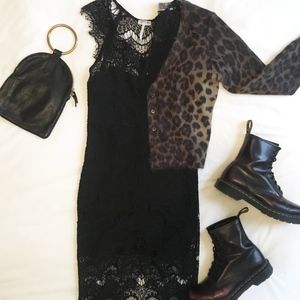 FREE PEOPLE "PEEK-A-BOO" BLACK LACE DRESS